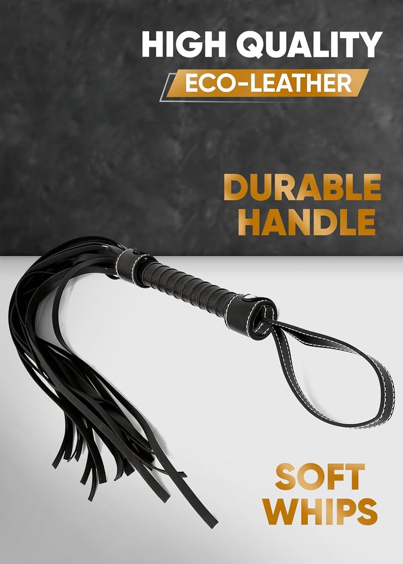 RIDIN Leather Crop 18" Faux Leather Whip 33" Equestrian Set - Leather Horse Riding Set - Horse Training Whip Play - Image 3